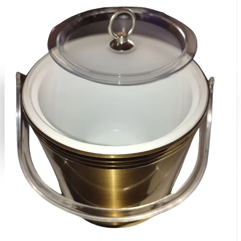 Vintage Gold Wrapped Ice Bucket Barware Made in USA